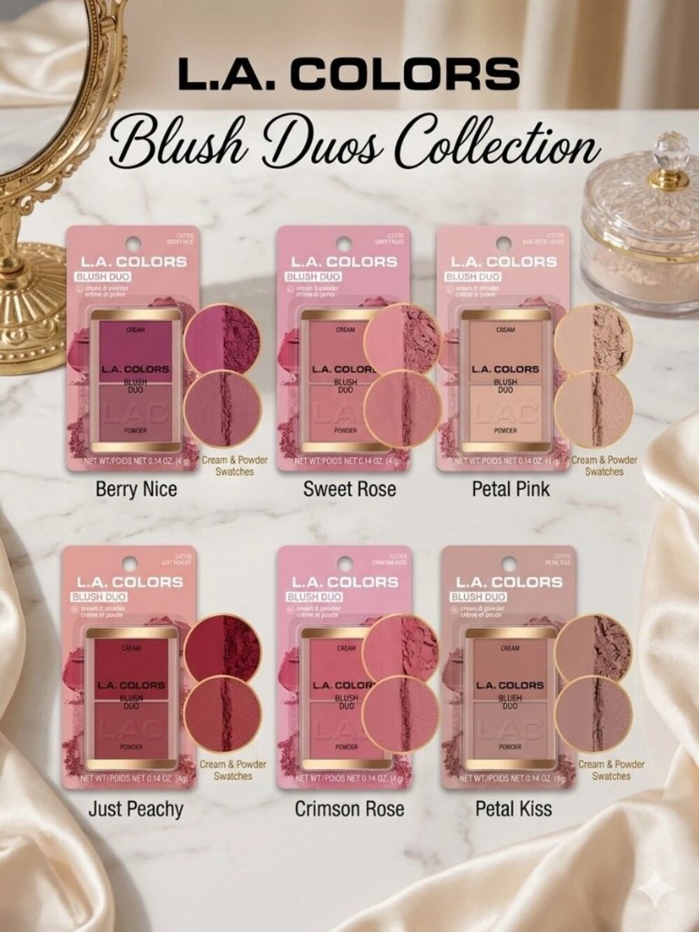 L.A. Colors Blush Duo Complete 6-Piece Set – Full Variety Bundle